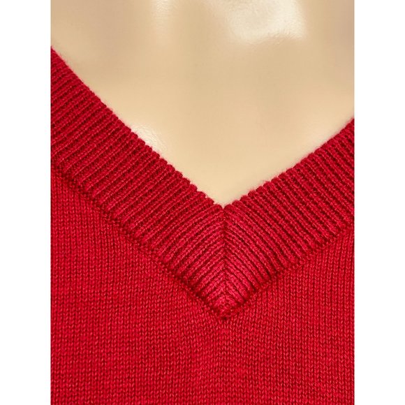 0705A- Tommy Hilfiger Men’s Sweater XL Red V-Neck Pullover Ribbed Cotton Logo - Picture 3 of 9